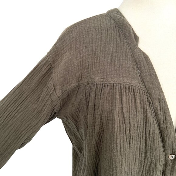 Free People Changing Horizons Gauze Top Dark Olive Green Size Large - Picture 3 of 10